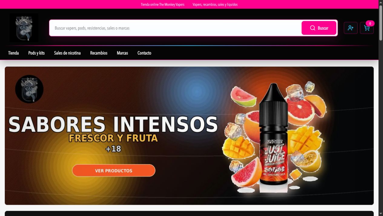Captura de la web de The Monkey Vapers